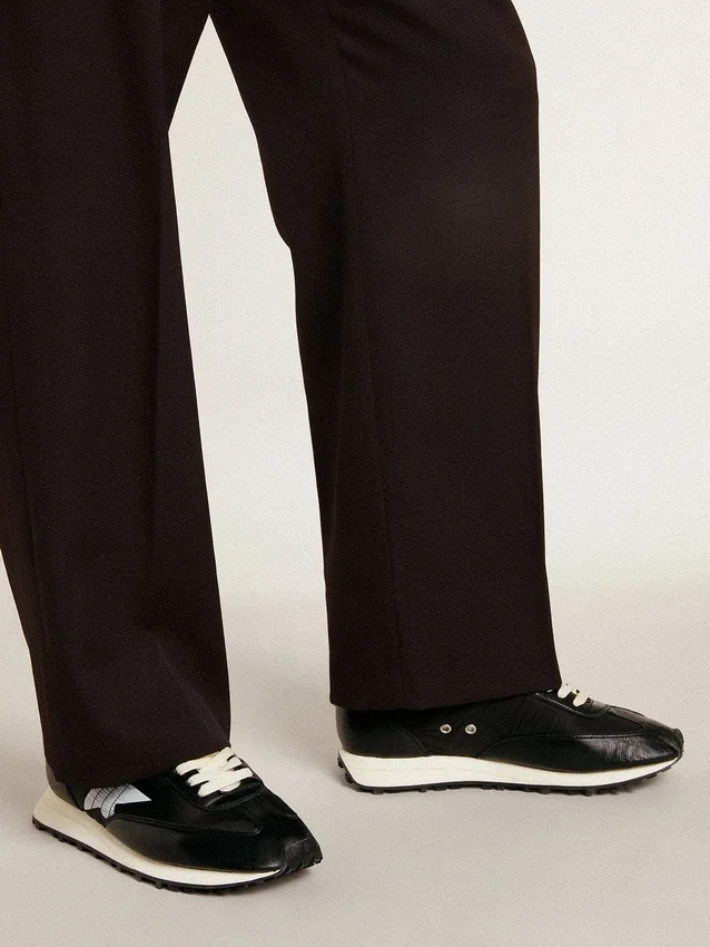 Zapatillas Marathon para hombre con parte superior de nailon negro y estrella blanca