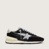 Zapatillas Marathon para hombre con parte superior de nailon ripstop negro y estrella plateada