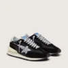 Zapatillas Marathon para mujer con parte superior de nailon ripstop negro y estrella plateada