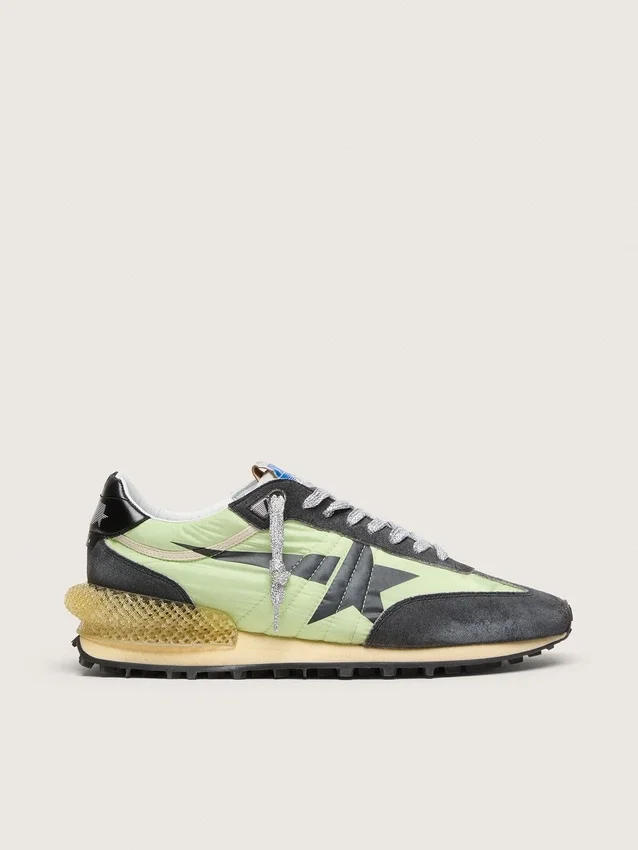 Zapatillas Marathon para hombre con parte superior de nailon verde y estrella negra