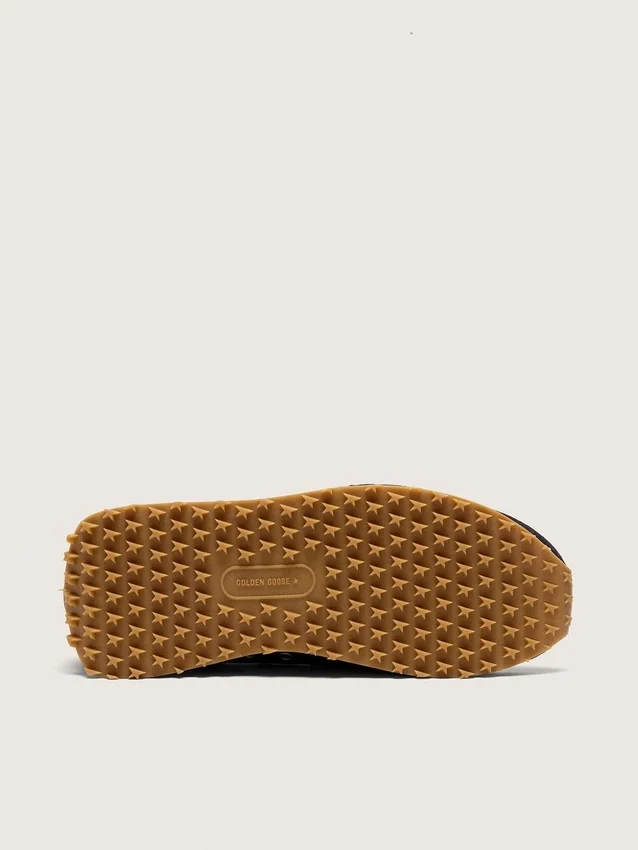 Zapatillas Marathon para hombre en ante azul marino con estrella y lengüeta del talón de piel blanca