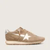 Zapatillas Marathon para hombre en ante color tabaco con estrella blanca