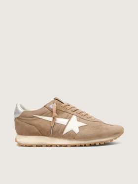 Zapatillas Marathon para hombre en ante color tabaco con estrella blanca