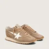 Zapatillas Marathon para hombre en ante color tabaco con estrella blanca