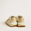 Zapatillas Marathon para hombre en nailon beige y piel gris con estrella estampada en beige
