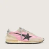 Marathon para mujer en nailon rosa y ante beige con estrella estampada en negro