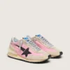 Marathon para mujer en nailon rosa y ante beige con estrella estampada en negro