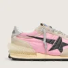 Marathon para mujer en nailon rosa y ante beige con estrella estampada en negro