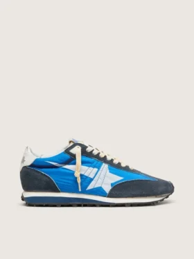 Marathon para hombre con parte superior de nailon azul y estrella blanca