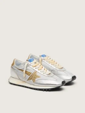 Zapatillas Marathon para mujer con parte superior de nailon ripstop plateado y estrella dorada
