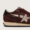 Zapatillas Marathon para mujer con parte superior de satén marrón y estrella de piel platino