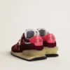 Zapatillas Marathon para hombre en malla y ante burdeos con estrella rosa estampada
