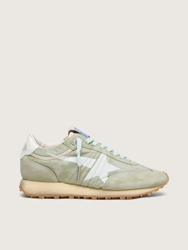 Zapatillas Marathon para mujer en nailon verde salvia con estrella blanca