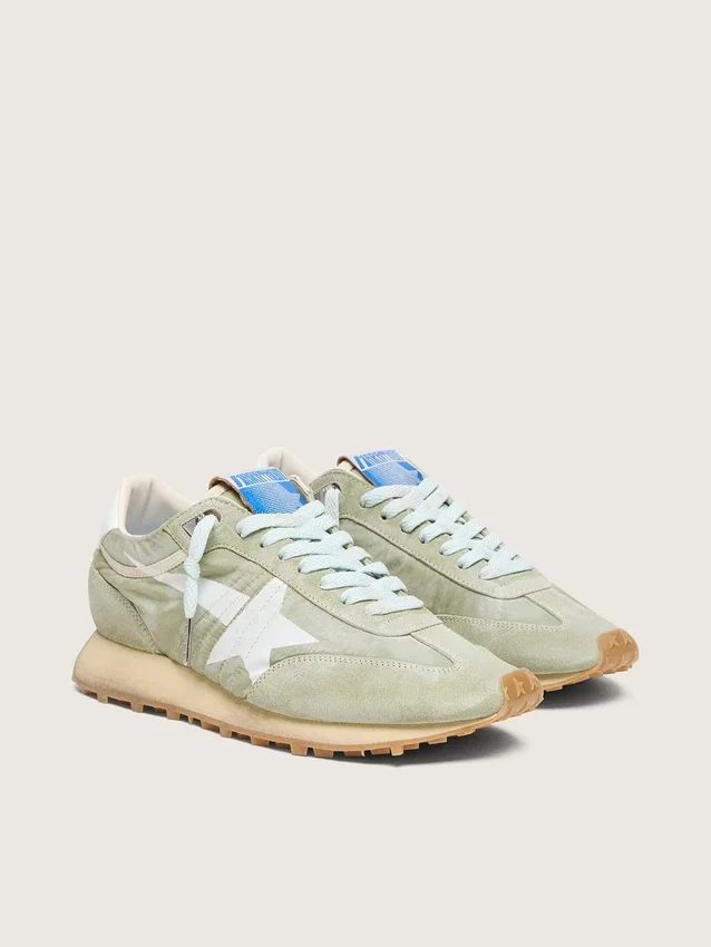 Zapatillas Marathon para mujer en nailon verde salvia con estrella blanca