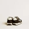 Zapatillas Marathon para niños en nailon negro con estrella estampada y lengüeta de cuero en el talón
