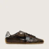 Zapatillas Marathon Speed para hombre en piel con estampado de serpiente marrón, estrella negra y lengüeta del talón de piel plateada