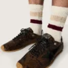 Zapatillas Marathon Speed para hombre en piel con estampado de serpiente marrón, estrella negra y lengüeta del talón de piel plateada