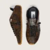 Zapatillas Marathon Speed para hombre en piel con estampado de serpiente marrón, estrella negra y lengüeta del talón de piel plateada