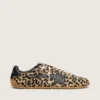 Zapatillas Marathon Speed para mujer en piel de potro con estampado de leopardo en tonos beige y negro, con estrella de cuero negro