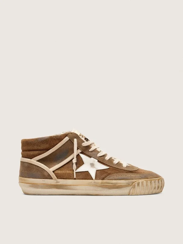 Zapatillas Mid Star LAB para hombre en ante color óxido con estrella de piel blanca
