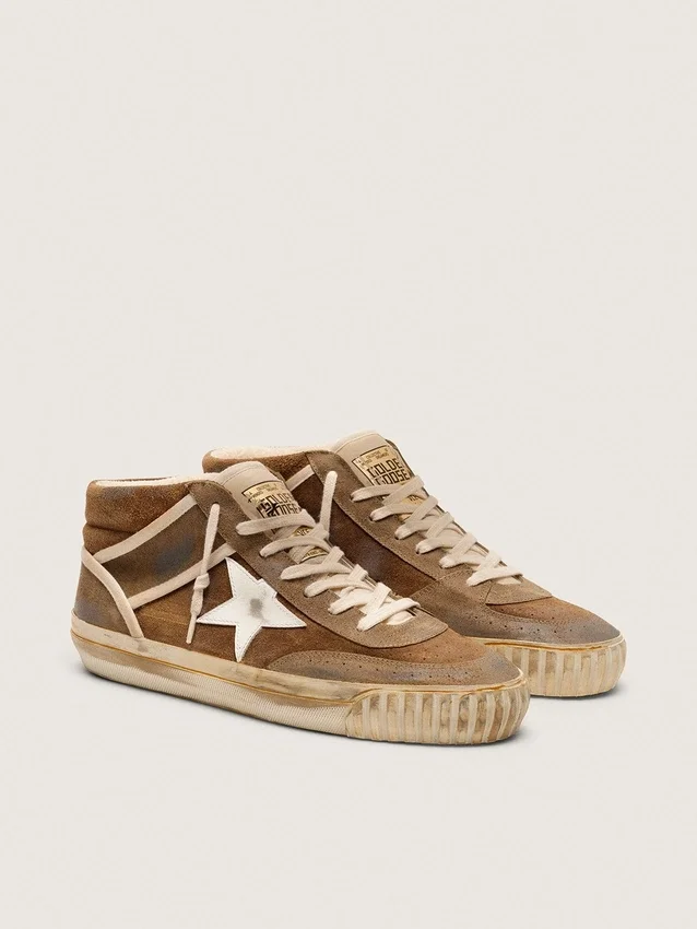 Zapatillas Mid Star LAB para hombre en ante color óxido con estrella de piel blanca