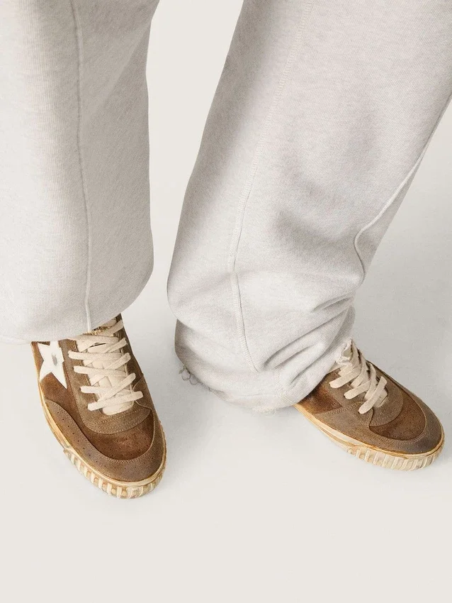 Zapatillas Mid Star LAB para hombre en ante color óxido con estrella de piel blanca