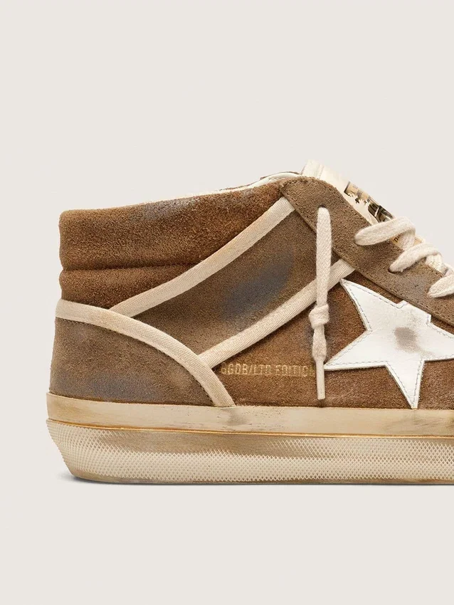 Zapatillas Mid Star LAB para hombre en ante color óxido con estrella de piel blanca