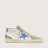 Zapatillas Mid Star para hombre con estrella de piel azul e inserciones de ante gris paloma