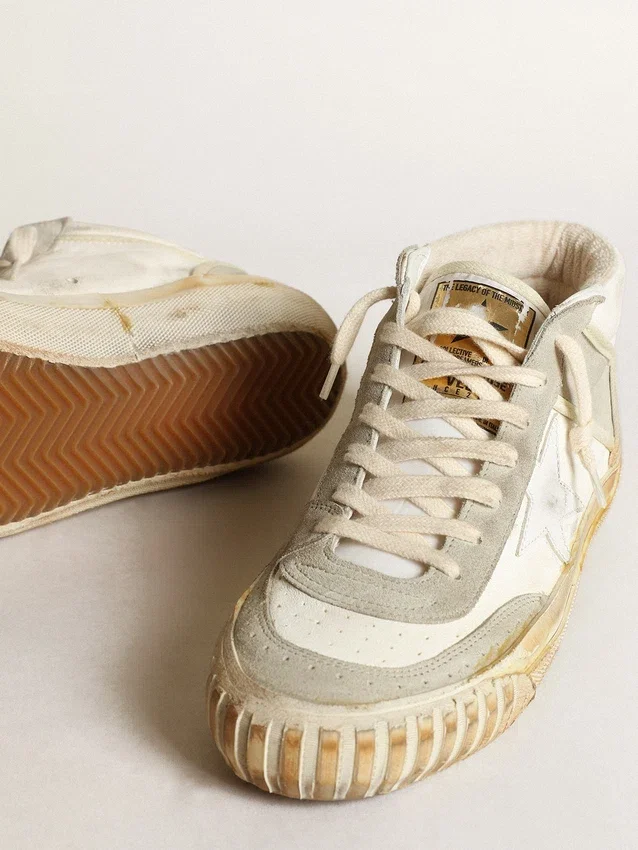 Zapatillas Mid Star para hombre con inserciones de ante gris hielo y estrella blanca