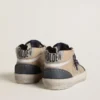Zapatillas Mid Star para hombre en ante beige y azul con estrella de napa gris y detalle en piel blanca