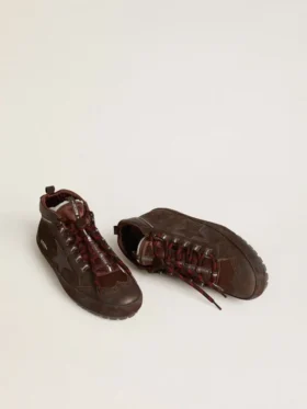 Zapatillas Mid Star para hombre en ante marrón con estrella de piel y lengüeta trasera de ante