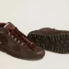 Zapatillas Mid Star para hombre en ante marrón con estrella de piel y lengüeta trasera de ante