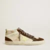 Zapatillas Mid Star para hombre en beige brillante con estrella de ante amarillo y detalle de algodón