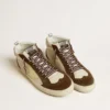 Zapatillas Mid Star para hombre en beige brillante con estrella de ante amarillo y detalle de algodón