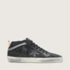 Zapatillas Mid Star para hombre en nubuck con estrella de cuero negro y detalle plateado
