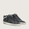 Zapatillas Mid Star para hombre en nubuck con estrella de cuero negro y detalle plateado
