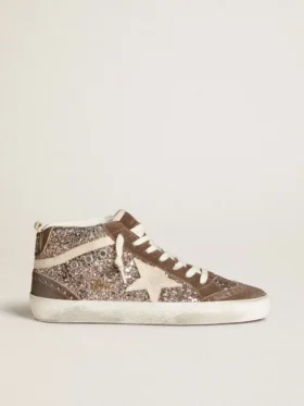 Zapatillas Mid Star para mujer con purpurina, estrella de ante perlado e inserciones de ante marrón