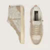 Zapatillas Mid Star para mujer en ante beige con cristales Swarovski plateados y estrella de piel blanca