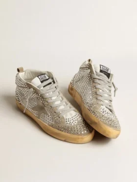 Zapatillas Mid Star para mujer en ante blanco y gris paloma con cristales Swarovski