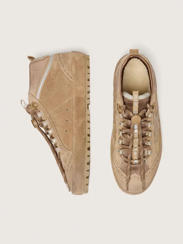 Zapatillas Mid Star para mujer en ante color caramelo con estrella de nubuck y lengüeta trasera de ante