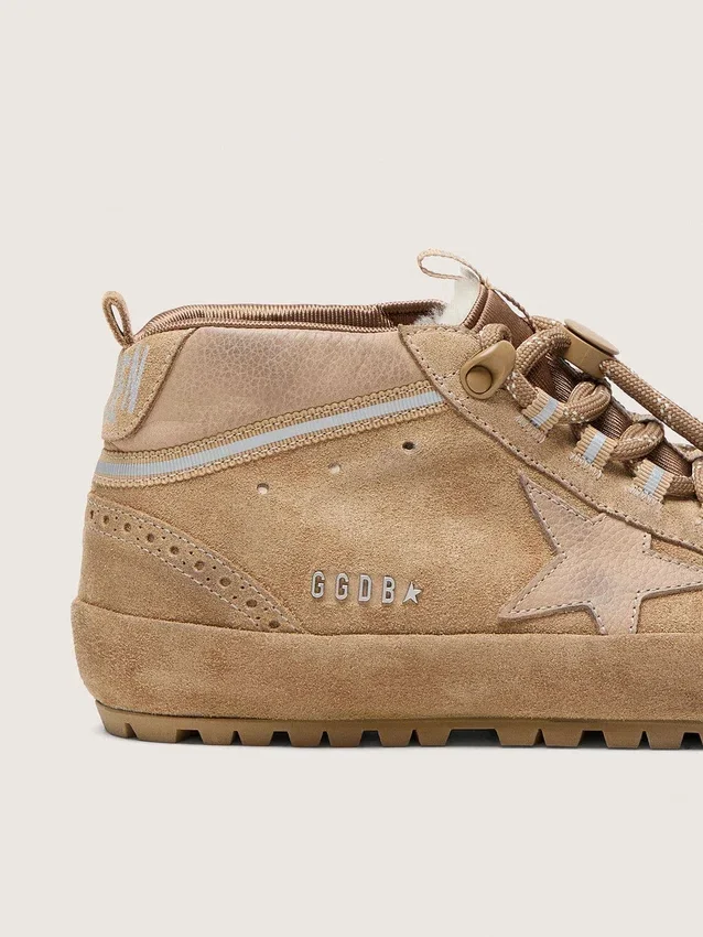 Zapatillas Mid Star para mujer en ante color caramelo con estrella de nubuck y lengüeta trasera de ante