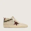 Zapatillas Mid Star para mujer en ante color perla con estrella de piel burdeos e inserciones de perlas y bordados