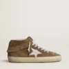 Zapatillas Mid Star para mujer en ante color tabaco con flecos y tachuelas