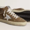Zapatillas Mid Star para mujer en ante color tabaco con flecos y tachuelas