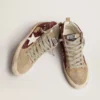 Zapatillas Mid Star para mujer en color burdeos brillante con inserciones grises y estrella blanca
