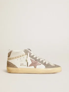Zapatillas Mid Star para mujer en napa y ante con estrella de piel metalizada marrón claro