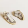Zapatillas Mid Star para mujer en napa y ante con estrella de piel metalizada marrón claro