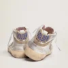 Zapatillas Mid Star para mujer en piel laminada plateada con estrella en gris paloma