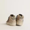 Zapatillas Mid Star para mujer en piel Naplak beige con estrella de piel de potro con estampado de leopardo