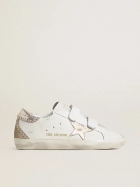 Zapatillas Old School LTD para mujer con estrella y lengüeta en el talón de piel metalizada en oro rosa